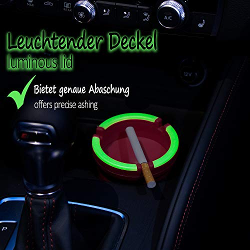 COM-FOUR® 2x Aschenbecher für draußen - Windaschenbecher - Sturmaschenbecher mit leuchtendem Deckel - Autoaschenbecher, Ø 8 cm (2 Stück - rot blau)