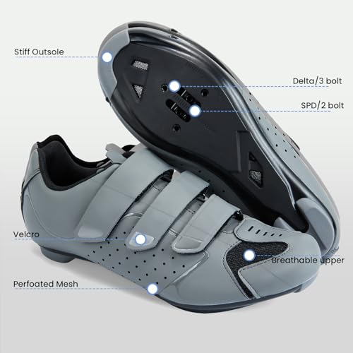 Mens Cycling Shoes for Peloton Size 7 to 15 - Compatible with 2 Bolt SPD Clips Indoor Cycling Spin Shoes with 3 Bolt Look Delta - for Indoor Outdoor Road Bike Riding4