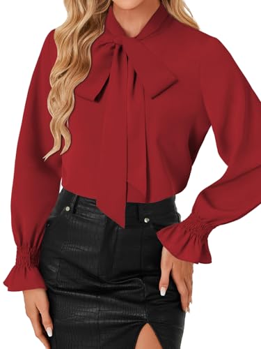 Image of LYANER Women's Bow Tie Neck Business Work Blouse