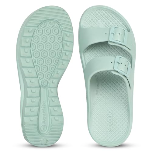 Image of Aqualite Women's Slides Slippers - Slip-On Flat Base Flipflop Lightweight, Anti-Skid & All-Day Comfort | Casual Home & Outdoor Sandals for Women