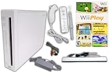 Wii Nintendo Console Bundle + Wii Play Multi-Game Disc | White RVL-001 System Also Compatible w/Gamecube Games | 1x Remote Controller, Nunchuck, Sensor Bar, Cables & AC Adapter (Renewed)