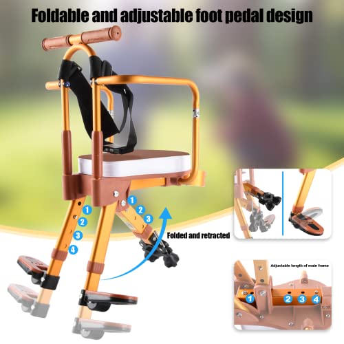 Ousexi Child Bike Seat Front Mount,Comfortable Kids Bike Seat With Pedals, Foldable Bike Seat For Kids Aged 2-6, Suitable For Bicycles-Gold #TOP5