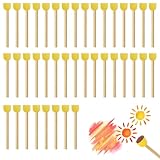 40 Pack Schwammpinsel,Schaumstoffpinsel,Pinsel Kleinkind,Schaumstoff Pinsel,Schwamm Mit Stiel,Runder Schwamm,Fur Malen Basteln DIY Kunst Und Handwerk Acrylmalerei Stempel Malwerkzeuge(Gelb)
