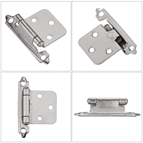 10 Pairs (20 Units) Homdiy Brushed Nickel Cabinet Hinges Self Closing Hinges, 1/2 Inch Overlay Cabinet Door Hinges Satin Nickel Hinges Kitchen Cabinet Hinges With Door Bumpers #TOP1