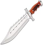 Timber Rattler Sinful Spiked Bowie Knife with Nylon Sheath - Spiked Back Blade, Ergonomic Hardwood...