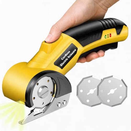 Image of Electric Scissors, Cardboard Cutter, With LED Light, High-Efficiency Brushless Motor, 2000mAh Battery, Tungsten Steel Blade, Suitable for Cloth, Cardboard, Carpet Wire Rope Cutters O-Y