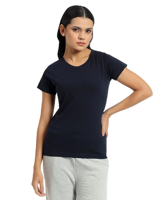 Image of Sleepynuts Women's Plain Round Neck Regular Fit Half Sleeve Cotton T Shirt