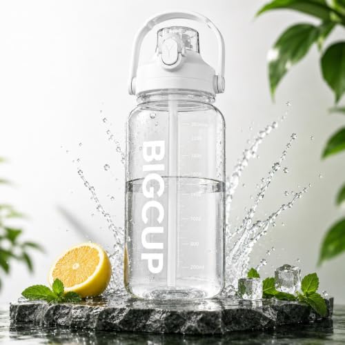 Image of Motivation Sports Water Bottle 2 Liter Capacity With Fitness Sports Gym Water sipper Bottle for Adults Office Gym-Multicolor| Plastic (White, 2.6 Liter)