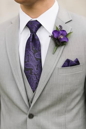 Image of KissTies Mens Paisley Tie And Pocket Square Necktie Sets