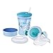 NUK 3-in-1 Trinklernset mit Trainer Cup Schnabeltasse (6+ Monate), Magic Cup 360° Trinklernbecher (8+ M) & Action Cup Trinkflasche Kinder (12+ M) | 230 ml | BPA-frei | Affe (blau)