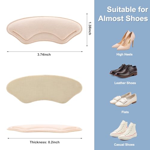 6 Pairs Comfowner Heel Cushion Pads, Comfort Shoe Grips Snugs for Big Shoes Loose Blisters and Pain, Protectors Liners Men Women - Thumbnail 3