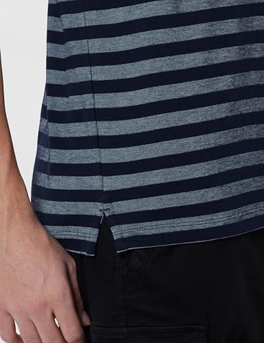 Image of Peter England Men's Cotton-Polyester Blend Striped Polo T-Shirt | Casual Wear | Durable & Trendy