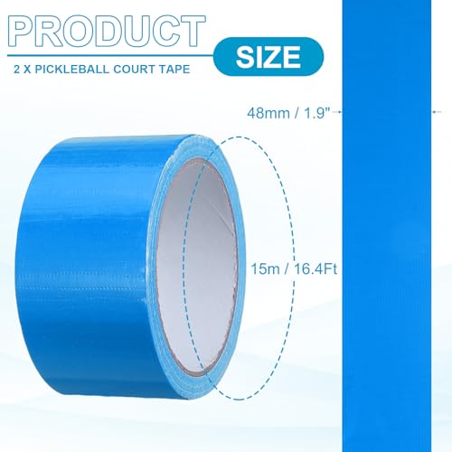 Image of PATIKIL Pickleball Court Tape 2 in x 16 Yard (49 Ft), 2 Pack Waterproof Outdoor Court Line Tape Floor Marking Tool Matte for Gym Driveway Backyard, Blue