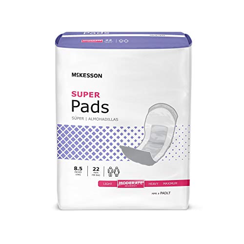 Mckesson Super Pads For Women, Incontinence, Moderate Absorbency, 8 1/2 In, 22 Count, 6 Packs, 132 Total #TOP5