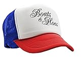 Gooder Tees BOATS 'N HOES - prestige ferrell funny rap hip hop Mesh Trucker Cap Hat, RWB