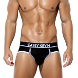 [Casey Kevin] メンズブリーフ 綿 ビキニ型 下着 通気性 柔らかい 吸湿 ローライズ ストレッチ フィット感 肌にやさしい 無地 男性用 インナー 快適 おしゃれ CK4057 ブラック XL