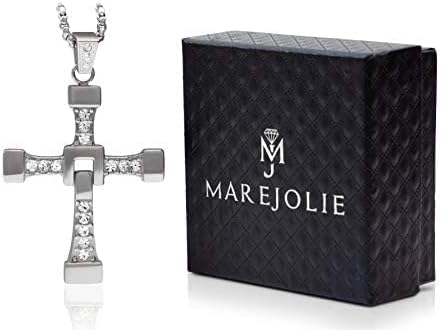 Cross necklace made of stainless steel in silver by Marejolie, Stainless steel or stainless steel, No Gemstone