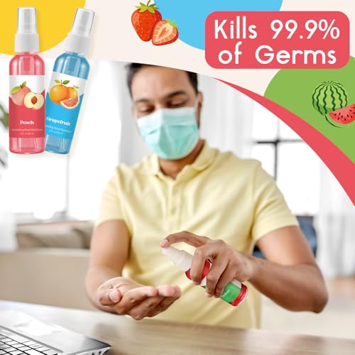 Image of 6 Pcs Hydrating Hand Washing Spray Juicy Fruit Scented Hand Washing Spray Travel Size 2 Fl oz Pocket Bottle Mist Gently Cleans Dirt for Family Adults Sensitive Skin Travel Car Christmas