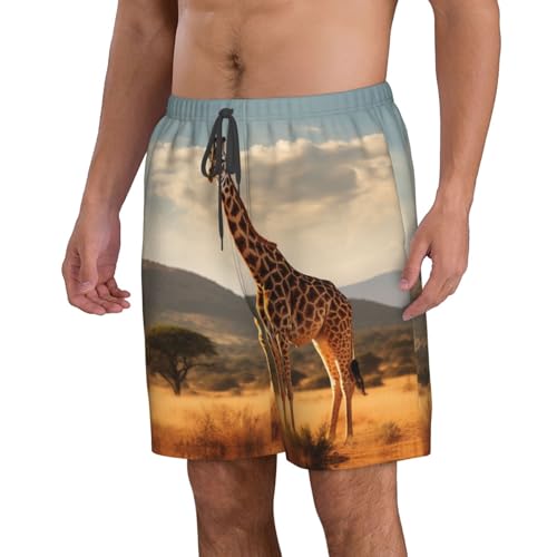 Giraffe Print Mens Casual Shorts Drawstring Summer Beach Stretch Shorts Novelty Swimtrunks2