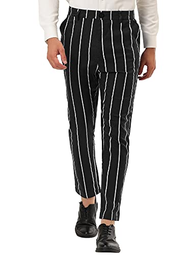 Lars Amadeus Men's Dress Stripe Pants Slim Fit Flat Front Business Suit Trousers Pencil Pants
