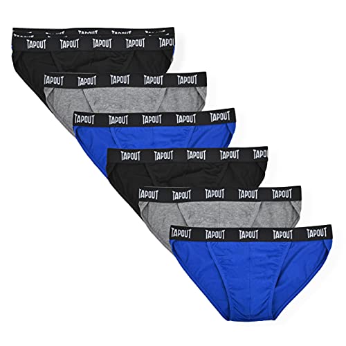 TAPOUT Mens Briefs String Bikini Underwear for Men, Comfortable Cotton, Assorted Colors, No Fly- 6 Pack(S-5X)