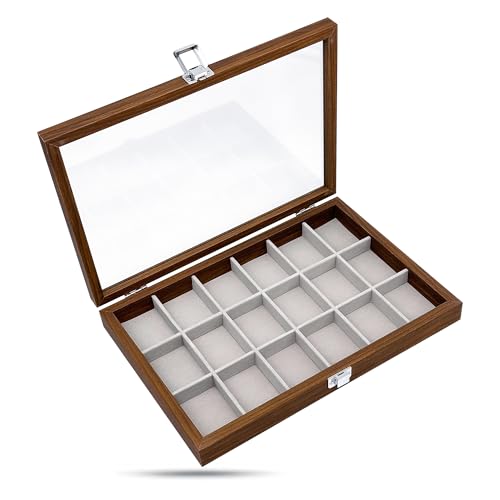 TheDisplayGuys For Your Modern Living Wooden Travel Jewelry Box w. Tempered Glass Display Lid...