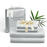 KRIMANO King Size Sheet Set, Viscose Bamboo Sheets for Bed Set 4pcs, 100% Viscose Derived from Bamboo, Hotel Luxury Silky & Cooling for Hot Sleepers, Deep Pocket Up to 17', Light Grey