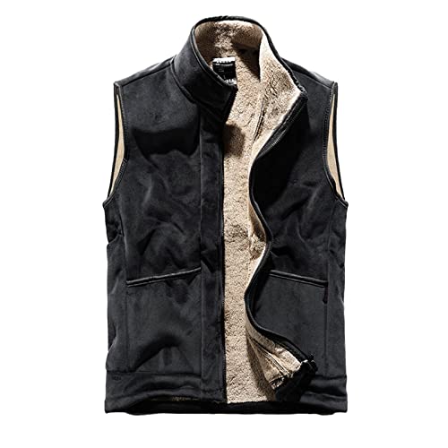 Men's Winter Vest Fleece Lined Full Zipper Thicken Warm Sleeveless Jackets Lightweight Comfy Casual Slim Outdoor Waistcoat #TOP19