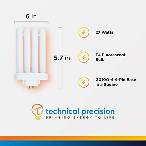 Technical Precision Fml Lamp 27 Watt Replacement For Lights Of America Fml27Ex-N 2700K Warm White Light Bulb Reading Lamp Bulb With Gx10Q-4 4-Pin Base - Desk Lamp Fluorescent Bulb - 1 Pack #TOP1