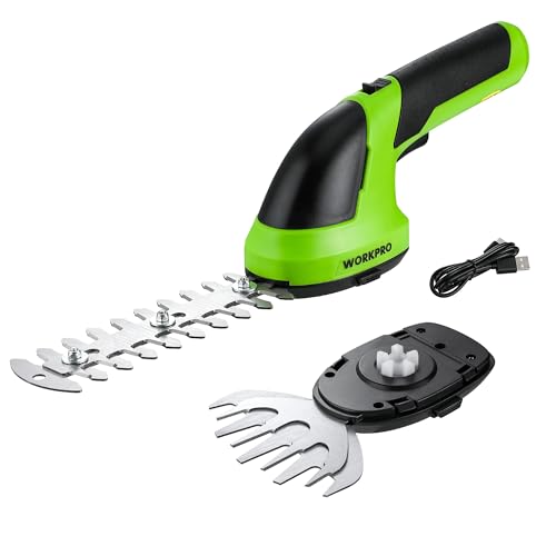 WORKPRO Tijeras Cortacésped y Arreglasetos 2 en 1, 7,2 V Cortasetos a Batería 2 Ah, Tijeras...