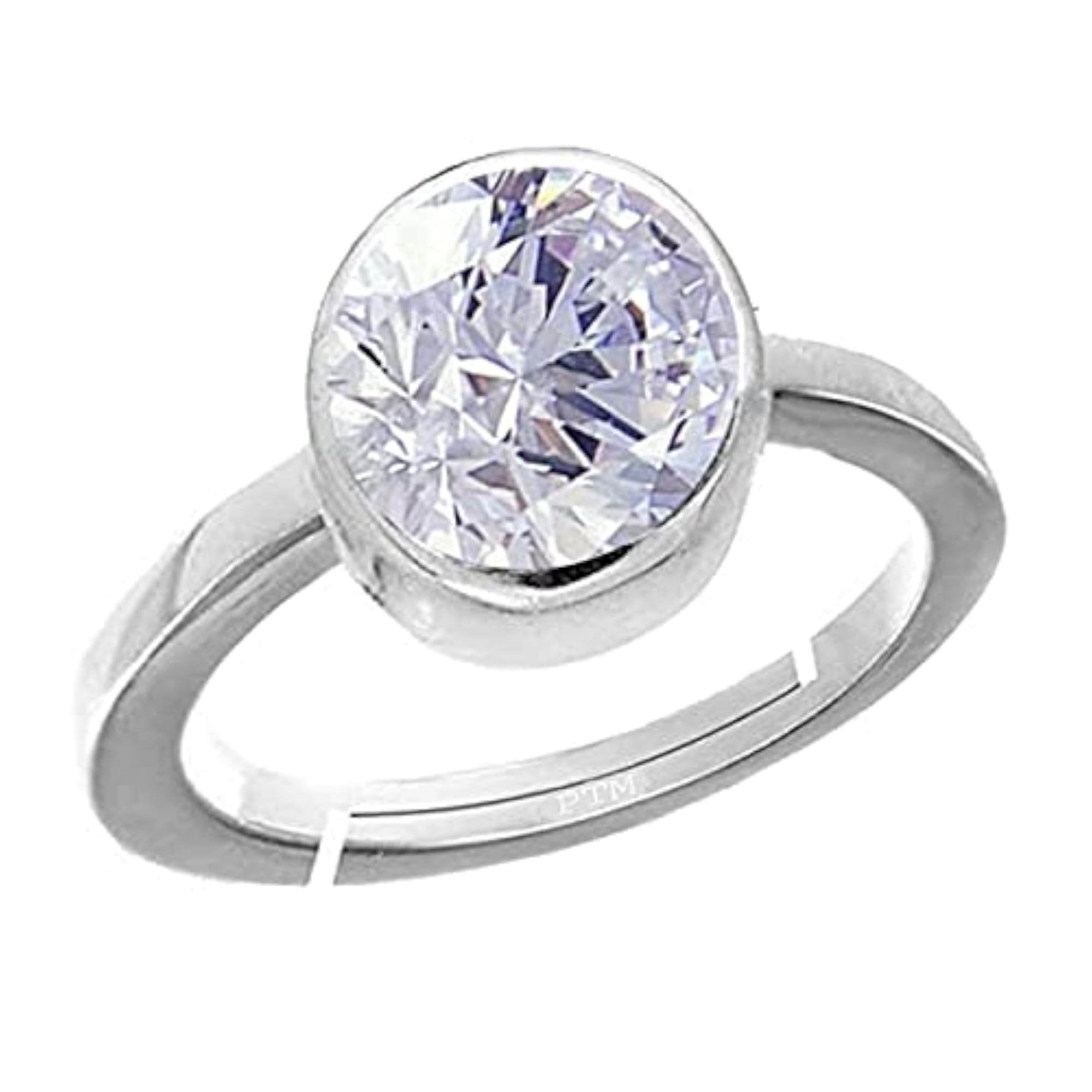 Unisex American Diamond 925 Sterling Silver Adjustable Ring, Astrological Gemstone