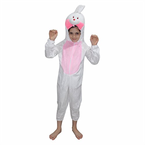Image of Kaku Fancy Dresses Fleece Rabbit Pet Animal Costume For Kids - White & Pink, 5-6 Years | Animal Fancy Dress For Boys & Girls