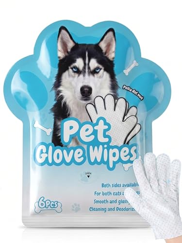 VIC-SUN Pet Glove Wipes, Dual Sides Deodorizing Hypoallergenic No-Rinse Grooming Mitts with Natural Extracts Bath Cleaning for Dogs, Cats, Rabbits