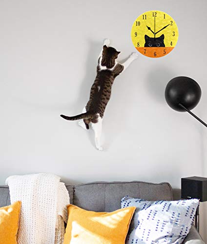 Reloj de pared redondo silencioso con diseño de gato miniatura 7
