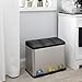 Organize It All 3 Compartment Step-On 45 Liter Recycling Trash Can, Stainless Steel, silver, black