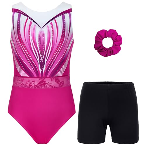Gymnastics Leotards for Girls, Adult, Child With Shorts Activewear Romantic Heart 11-12 Years