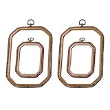 Exttlliy 4PCS Plastic Rectangle Embroidery Hoops Imitated Wood Cross Stitch Hoop for Art Craft Handy