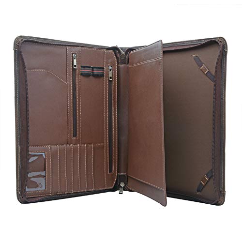 Zipper Leather Padfolio, Business Organizer Portfolio With Handle For New Surface Pro X And Macbook 13" #TOP3