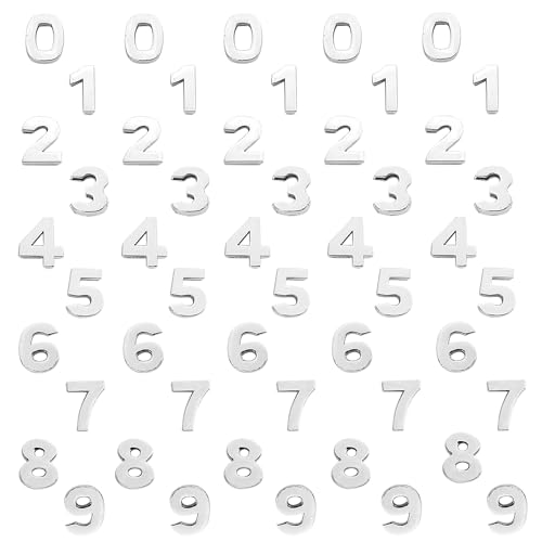 50PCS/lot 0-9 Number Charms, Hole Dia 8mm, Length 12mm, Width