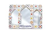 Alicante - Imán de Nevera con Espejo, Ciudad de Alicante, Recuerdo Español, Diseño de Azulejos.