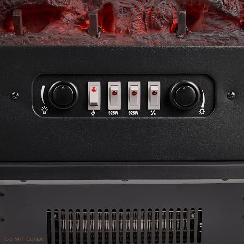 VonHaus Electric Stove Heater 1850W – Electric Fireplace – Indoor Log/Wood Burner Effect, Freestanding Fire, Portable, LED Flame, 2 Heat Settings, Adjustable Thermostat, Black – 2 Year Warranty - Image 10