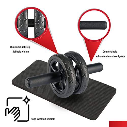 Ultrasport buiktrainer AB Wheel, buikspiertrainer voor thuis, voor het trainen van buikspieren, rug en schouders, roller van het bovenlichaam incl. kniemat, ruimtebesparend sporttoestel, groen - Image 3