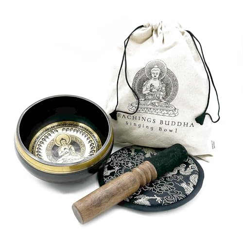 Hand Beaten & Engraved Singing Bowl Gift Set - 14Cm - Teachings Buddha
