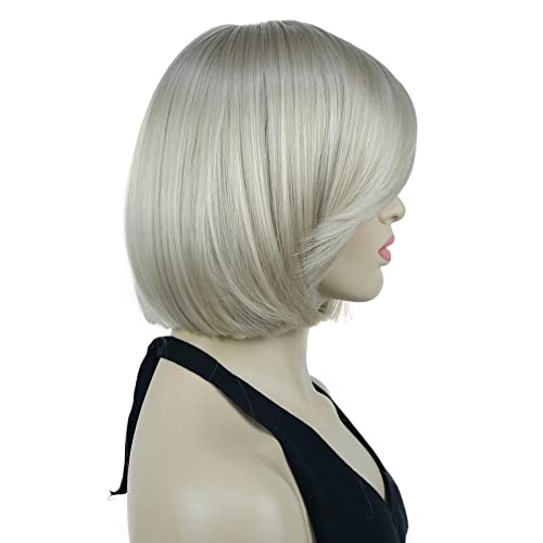 Lydell 8" Straight Short Wigs Bob Hair with Bangs Cute Central Dot Top Heat Resistant Synthetic Wigs (122 Dark Blonde) - Image 4
