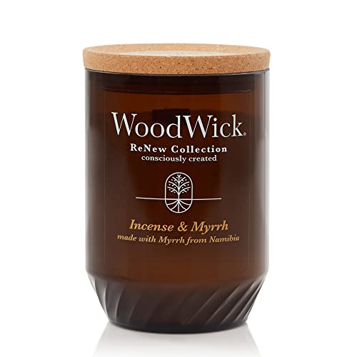 WoodWick Incense & Myrrh Gifts for Women and Men, 13 oz. WoodWick Renew Large Candle with Crackling Wick
