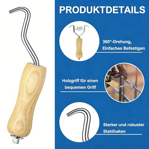 1000 Stück Geglühtes Doppelschleifen-Drahtbügel (16 Gauge, 6 Zoll) + 2 Stück Drahtbügel-Werkzeuge – Kohlenstoffstahl für Garten, Zaun & Handarbeit