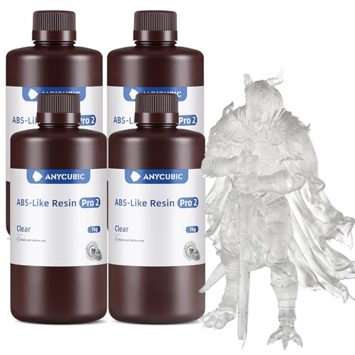 Image of ANYCUBIC ABS-Like Resin Pro 2 Bundle, Upgraded 8K 3D Printer Resin with Enhanced Strength and Toughness, Wide Compatibility for All LCD Resin 3D Printers (4Packs*1kg Clear, 4kg in Total)