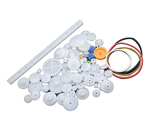 60 piezas de engranajes de plástico reutilizables para cinturón de eje blanco – Engranajes de gusano de corona de doble reducción, ruedas dentadas, piezas de robot, una amplia variedad de estilos