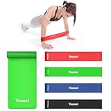Yoassi Exercise Resistance Bands - 4 Resistance Loop bands & Long Fitness Stretch Band Yoga Straps Home Gym Workout For Legs Arms Pull Up Strength Training, Physical Therapy Theraband, Pilates w bag