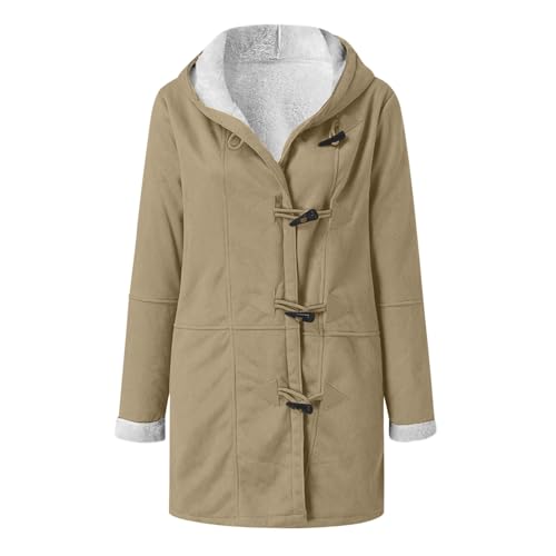 Women Warm Fuzzy Hooded Plain Jacket Hooded Trench Coat for Women Long Sleeve Faux Winter Fall Hood 2025 Trendy Y2K3